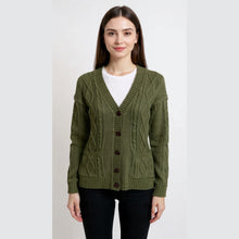Load image into Gallery viewer, 5 Button Cable Knitted Grandad Cardigan