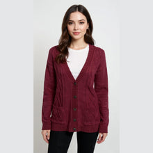 Load image into Gallery viewer, 5 Button Cable Knitted Grandad Cardigan
