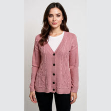 Load image into Gallery viewer, 5 Button Cable Knitted Grandad Cardigan