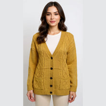 Load image into Gallery viewer, 5 Button Cable Knitted Grandad Cardigan