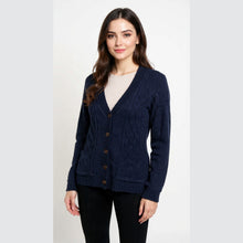 Load image into Gallery viewer, 5 Button Cable Knitted Grandad Cardigan