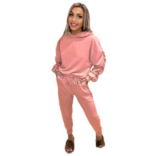 Load image into Gallery viewer, Plain Oversized Ruched Hoodie Tracksuit