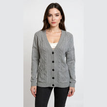 Load image into Gallery viewer, 5 Button Cable Knitted Grandad Cardigan