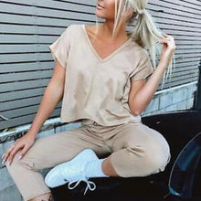 Load image into Gallery viewer, 2 Piece Boxy V-Neck Short Sleeve Loungewear