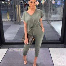 Load image into Gallery viewer, 2 Piece Boxy V-Neck Short Sleeve Loungewear