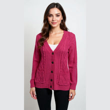 Load image into Gallery viewer, 5 Button Cable Knitted Grandad Cardigan