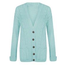 Load image into Gallery viewer, 5 Button Cable Knitted Grandad Cardigan