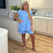 Load image into Gallery viewer, Frill Sleeve Top & Short Set