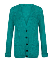 Load image into Gallery viewer, 5 Button Cable Knitted Grandad Cardigan