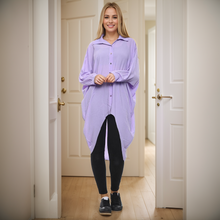 Load image into Gallery viewer, High-Low Oversized Long Sleeve Button Shirt