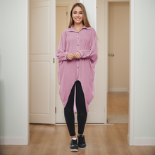 Load image into Gallery viewer, High-Low Oversized Long Sleeve Button Shirt