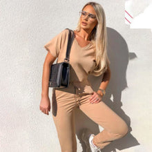 Load image into Gallery viewer, 2 Piece Boxy V-Neck Short Sleeve Loungewear