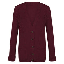 Load image into Gallery viewer, Cable Knit V-Neck Grandad Cardigan