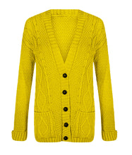 Load image into Gallery viewer, 5 Button Cable Knitted Grandad Cardigan