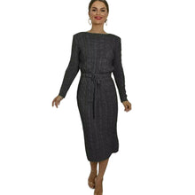 Load image into Gallery viewer, Cable Knitted Tie Belt Midi Jumper Dress