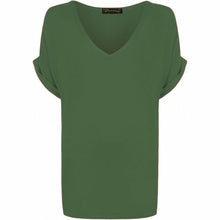 Load image into Gallery viewer, V Neck Turn up Short Sleeve Baggy Top