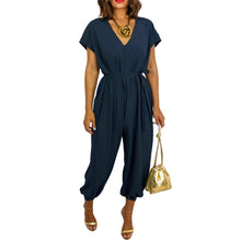 Load image into Gallery viewer, V Neck Wide Leg Jumpsuit
