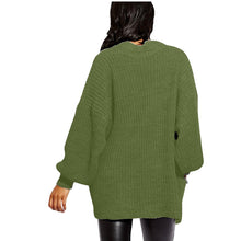 Load image into Gallery viewer, Balloon Sleeve Open Pockets Knitted Short Cardigan
