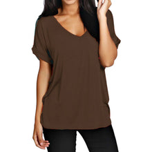 Load image into Gallery viewer, V Neck Turn up Short Sleeve Baggy Top
