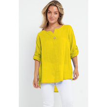Load image into Gallery viewer, Italian Linen T-Shirt Turn Up Button Sleeve Top
