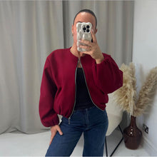 Load image into Gallery viewer, Balloon Sleeve Zip Bomber Jacket
