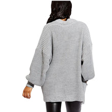 Load image into Gallery viewer, Balloon Sleeve Open Pockets Knitted Short Cardigan
