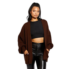 Load image into Gallery viewer, Balloon Sleeve Open Pockets Knitted Short Cardigan
