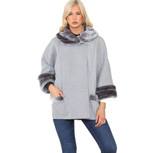 Load image into Gallery viewer, Faux Fur Knitted Poncho Cape Shawl
