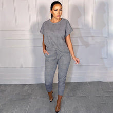 Load image into Gallery viewer, Mono Check Boxy Loungewear Short Sleeve Tracksuit
