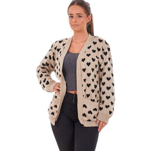 Load image into Gallery viewer, Heart Print Chunky Knitted Cardigan
