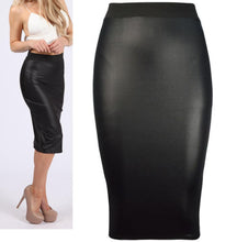 Load image into Gallery viewer, PVC Wetlook Midi Skirt Black
