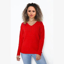 Load image into Gallery viewer, V Neck Cable Knit Long Sleeve Jumper
