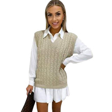 Load image into Gallery viewer, Sleeveless V-Neck Cable Knitted Jumper
