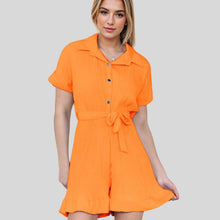 Load image into Gallery viewer, Pleated Collared Frill Belted Playsuit
