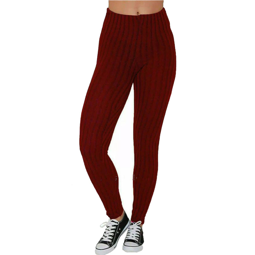 Ribbed Knitted High Waist Winter Leggings