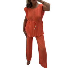 Load image into Gallery viewer, Padded Shoulder Pleated Belted Co-Ord Set
