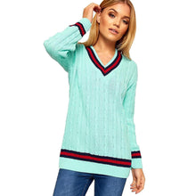 Load image into Gallery viewer, Chunky Cable Knitted V-Neck Cricket Jumper
