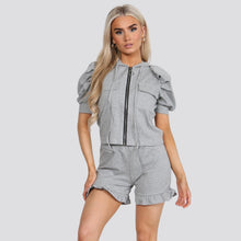 Load image into Gallery viewer, Zip Up Hooded Jacket Loungewear Short Set
