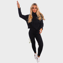 Load image into Gallery viewer, Turtle Polo Neck Cable Knitted Loungewear Suit
