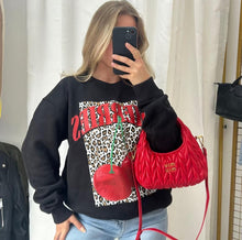 Load image into Gallery viewer, Cherries Leopard Long Sleeve Sweatshirt
