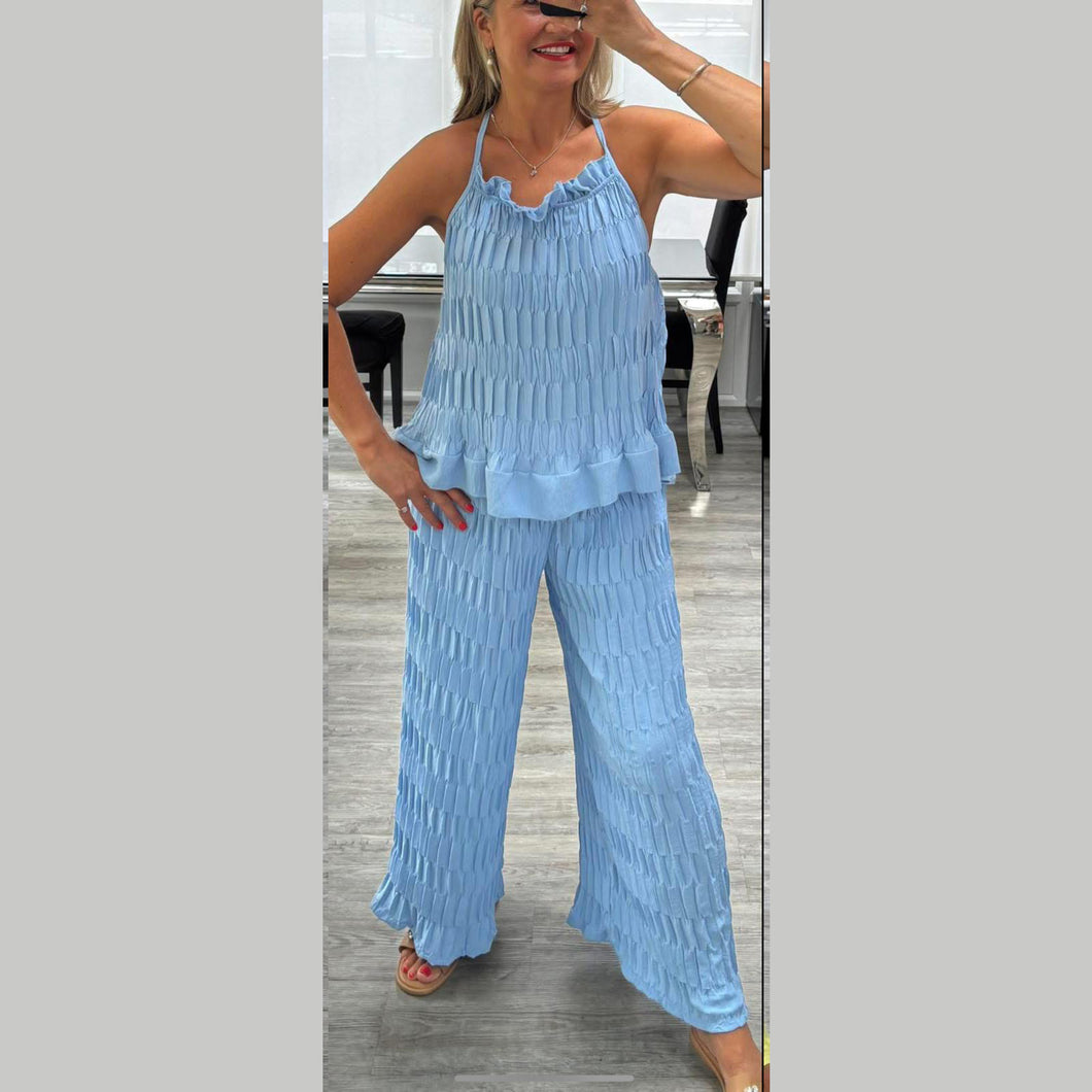 Fish Pattern Cami Frill Top & Palazzo