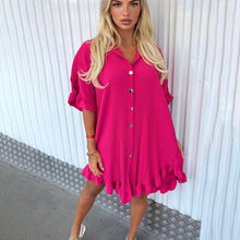 Load image into Gallery viewer, Italian Gold Button Frill Hem &amp; Sleeve Top
