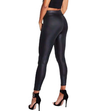 Load image into Gallery viewer, Wetlook Black Full Length Slim-Fitting High Waisted Leggings
