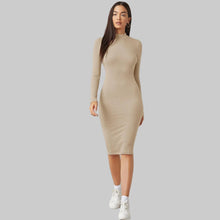 Load image into Gallery viewer, Turtle Polo Neck Bodycon Midi Dress

