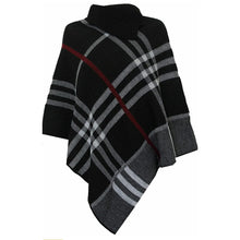 Load image into Gallery viewer, Oversized Knitted Tartan Check Poncho
