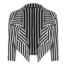 Load image into Gallery viewer, Striped Open Front Waterfall Cropped Blazer
