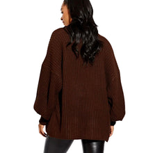 Load image into Gallery viewer, Balloon Sleeve Open Pockets Knitted Short Cardigan
