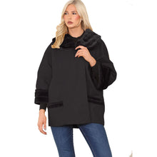 Load image into Gallery viewer, Faux Fur Knitted Poncho Cape Shawl
