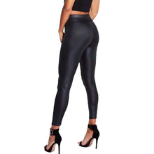 Load image into Gallery viewer, Wetlook Black Full Length Slim-Fitting High Waisted Leggings
