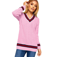 Load image into Gallery viewer, Chunky Cable Knitted V-Neck Cricket Jumper

